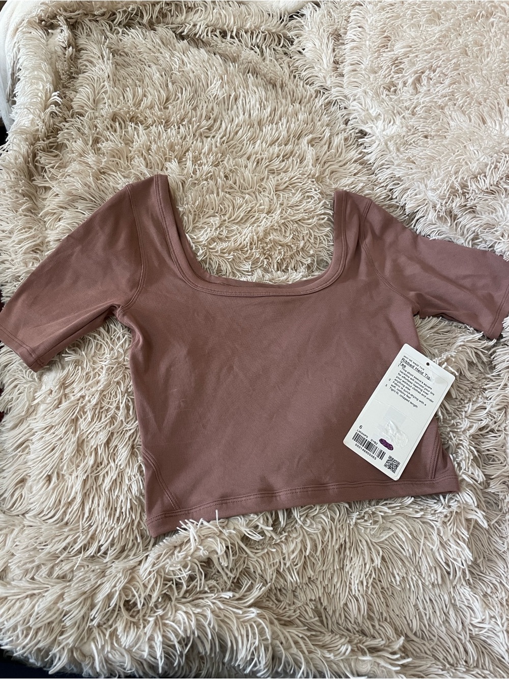 lululemon athletica Scoop Neck Crop Top - Mauve Brown